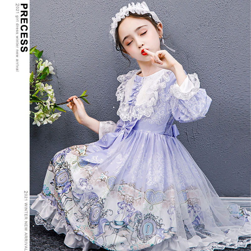 Girl Foreign Dress Senior Feel Spring Autumn Style Birthday Gown Dress Dress Child Roleta Princess Dress Foreign Pie Summer