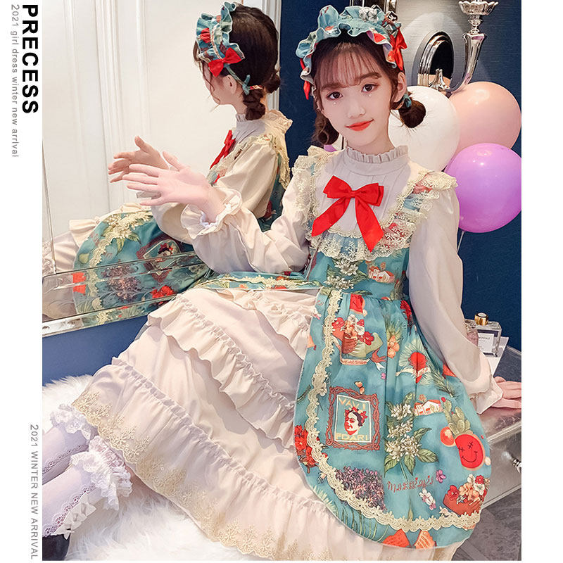 Girl Roleita Princess Dress Spring Autumn Foreign Pie Birthday Lolita Dress Children High-end Foreign Dress Spring