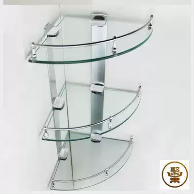 Bathroom stainless steel glass tripod Powder room corner rack Single and double three-layer store bathroom rack tray