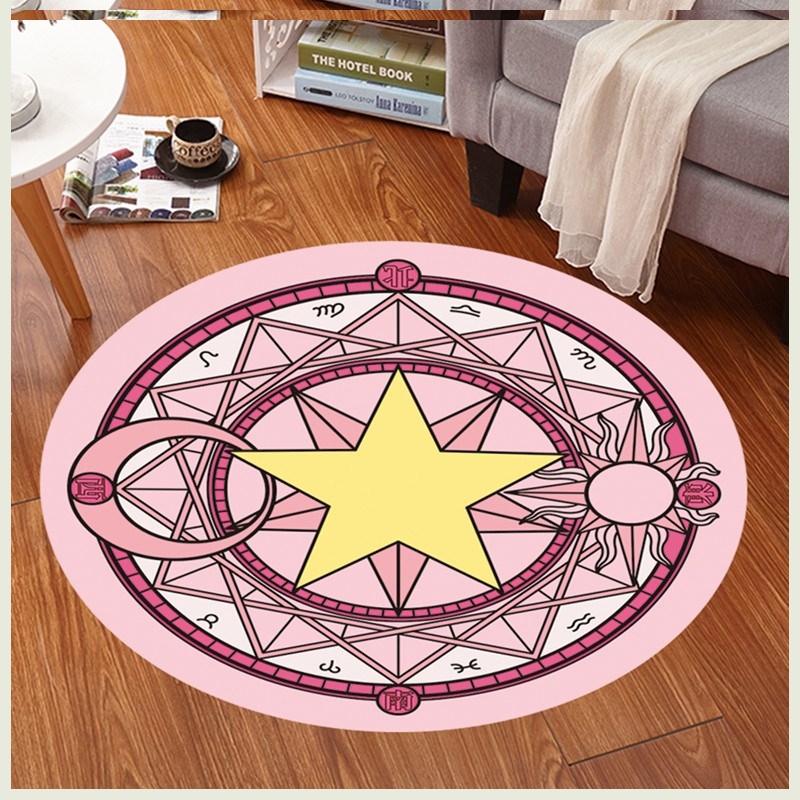 Foundation Yellow Five Star 3D。 girl Fitting Room pad circular Cardcaptor Sakura magic Six Awn dormitory dorm Magic card carpet front Star Sakura 。
