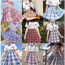 JK uniform set full set of genuine raspberry black tea summer gentle knife short-sleeved set of sailor suit grid skirt women