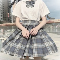 Basking in the sea JK grid skirt student uniform skirt genuine suit full set of autumn and summer shirts short-sleeved skirt short college style