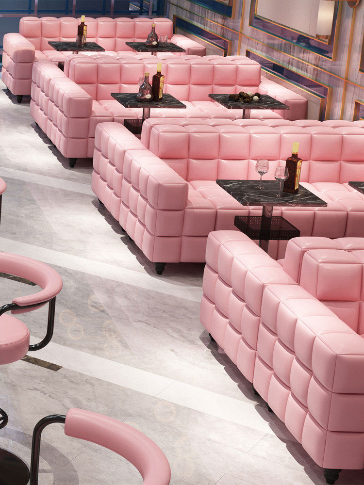 Customized ktv sofa bar cabin holder small stool bench round bench clean bar tea table and chair combination