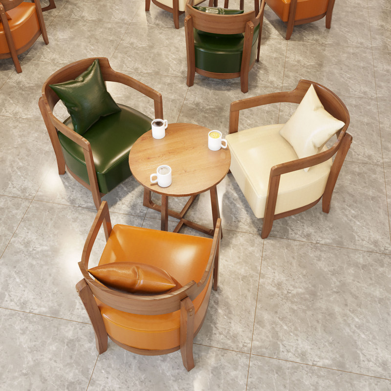 Nordic solid wood milk tea shop dessert shop coffee shop tables and chairs book bar negotiation reception area sofa combination simple leisure