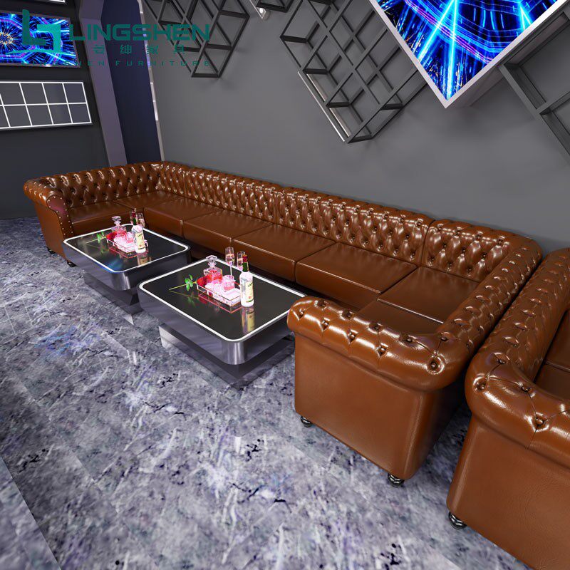 Ktv sofa custom industrial style retro bar tables and chairs clear bar music restaurant coffee table bar card seat U-shaped combination