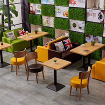 Custom coffee shop milk tea shop table and chair combination modern simple and fresh card seat restaurant home small apartment leisure sofa