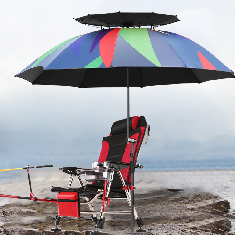 Hongri fishing umbrella big fishing umbrella thick sunscreen umbrella universal double folding umbrella 2.4 large fishing umbrella