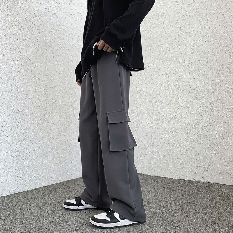 Drapey Pocket Suit Pants for Men, Loose Straight-Leg Pants, ins Trendy Brand Cargo Pants, Hong Kong Style, Handsome and Slimming Long Pants Drapey Pocket Suit Pants for Men, Loose Straight-Leg Pants, ins Trendy Brand Cargo Pants, Hong Kong Style, Handsome and Slimming Long Pants