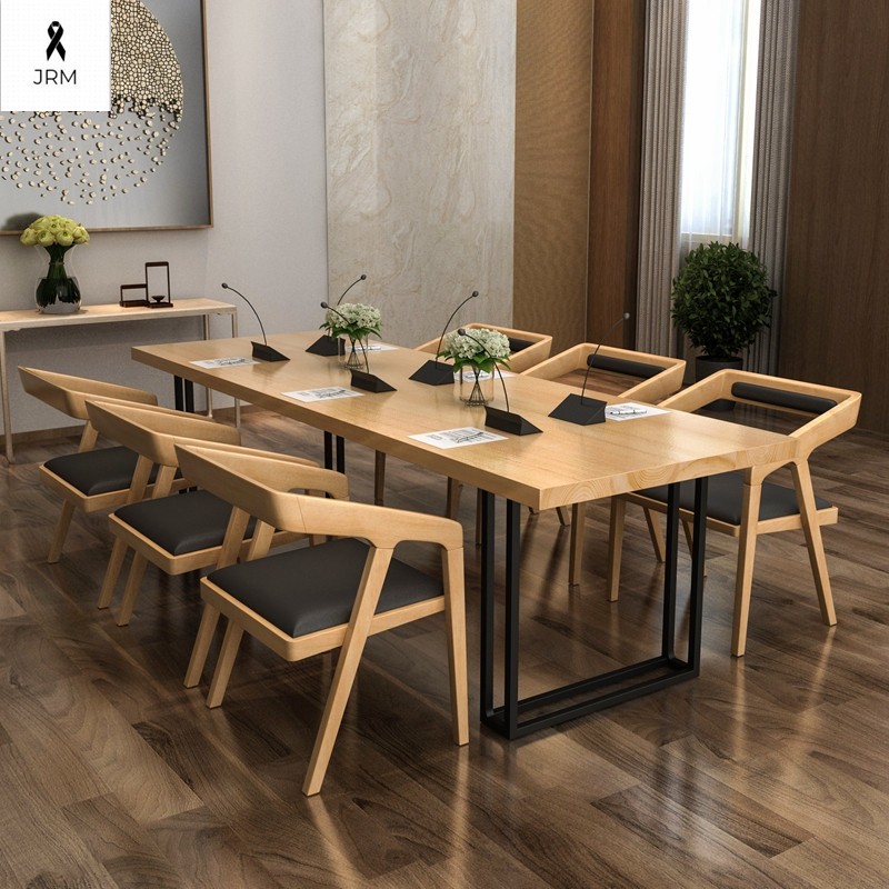 Nordic office furniture minimalist around the table, modern creative talks table large conference room table and chairs combination bench