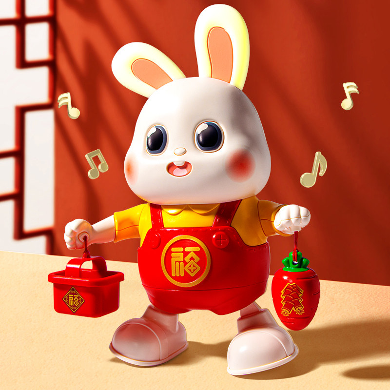 Electric dancing Xiaofu Rabbit will sing and walk Children 1 1 3 year old girl 2 look up to train baby 4 boys toys-Taobao
