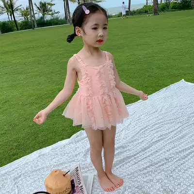 Children's swimsuit girls summer 2021 new cute child princess Korean skirt swimsuit net red one-piece swimsuit