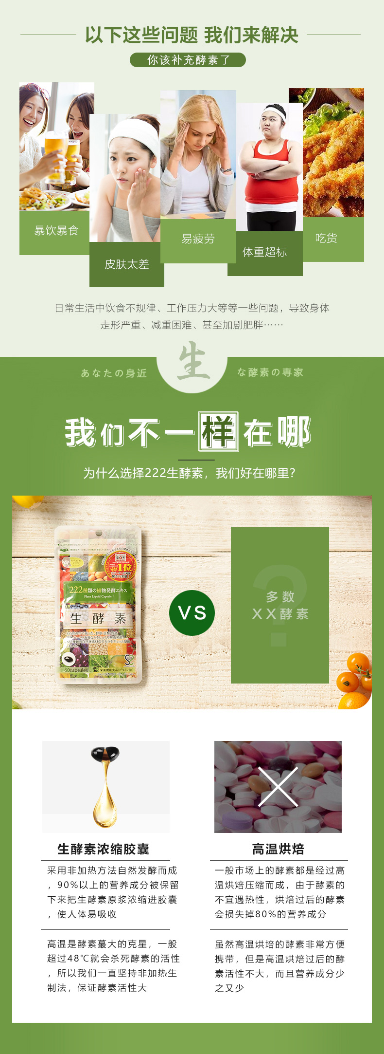日本酵素生酵素222种天然植物果蔬谷物浓缩原液酵素梅精华60粒 袋 派派品
