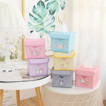 Teenage Girl Hearts Cute Cloth Art Rolls Cardboard Boxes Desktop Small Items Toy Square Containing Box On-board Handy Cruntbox