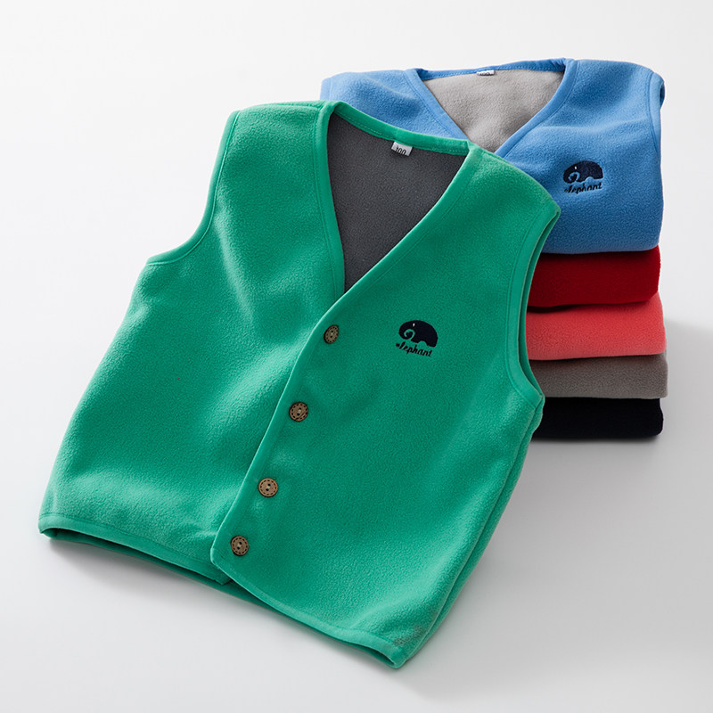 Fleece vest children winter thickened girls wear spring and autumn shoulder vest sleeveless tops boys' coats