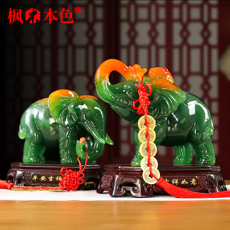 The auspicious elephant swing adorned a pair of new Chinese living room Xuanguan TV Wine Cabinet Furnishing Decorations for Opening Gift Gift