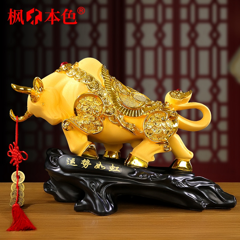 Bull Pendulum Pieces Golden Bull Living Room Wine Cabinet Company Owner Table Office Decorations Bull Year Creative Zodiac Mascot