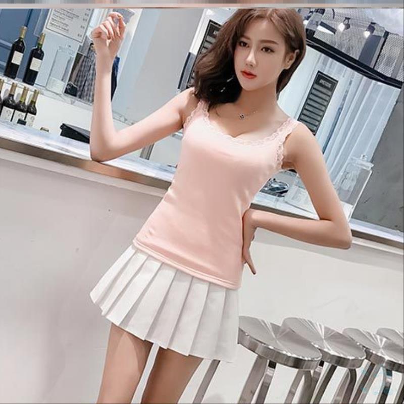 2019 màu đen nhỏ mùa thu ngực / mùa đông womens vest ấm áp cộng với nhung ren thời trang tay mẹ bông w phụ nữ trung niên.