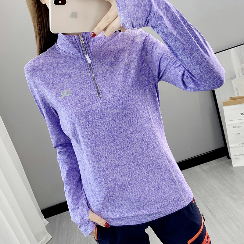 New long-sleeved yoga clothes women's autumn and winter running thickened plus velvet warm zipper quick-drying T-shirt outdoor fitness top