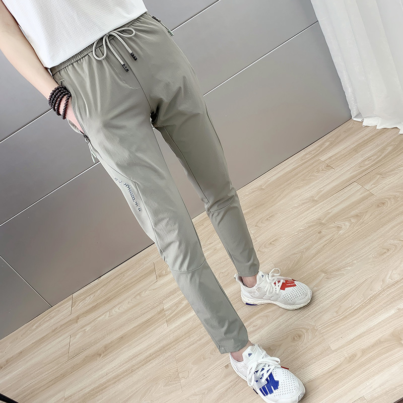 Ice silk speed dry pants male and female tight waist spring and summer thin stretch sports pants outdoor hiking mountaineering trousers
