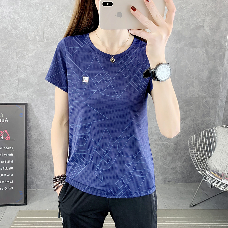 Speed Jersey Woman Short Sleeve Summer Outdoor Sports Shirt Running Blouse Ice Silk Elastic Loose T-Shirt Speed Dry T-shirt