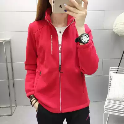 Thick fleece fleece female windproof warm outdoor sports mountaineering assault jacket liner plus velvet cardigan jacket