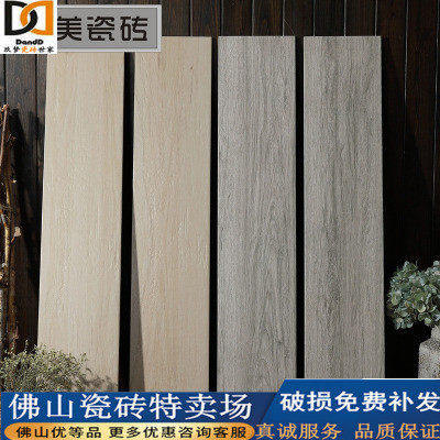 Foshan wood tile 200x1000 living room restaurant gray retro tiles anti - slip wear - resistant wood tiles
