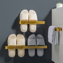Golden bathroom slipper rack Punch-free toilet rack Bathroom wall drain wall-mounted storage rack artifact