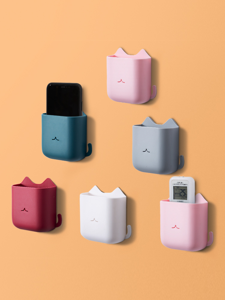 Remote control storage box Hole-free nail Wall-mounted TV air conditioning remote control board Bed head mobile phone storage rack