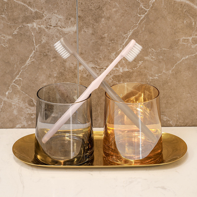 ins wind glass gargling cup toothbrush cup hotel wash cup lovers home light and luxurious suit dental vat with nursery tray