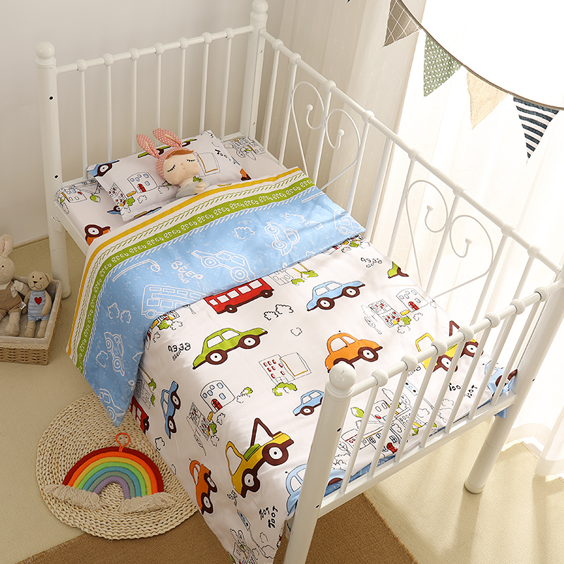 Baby Youbay parent-child adult quilt cover pillowcase four-piece bed set soft pure cotton student cartoon by hood baby quilt