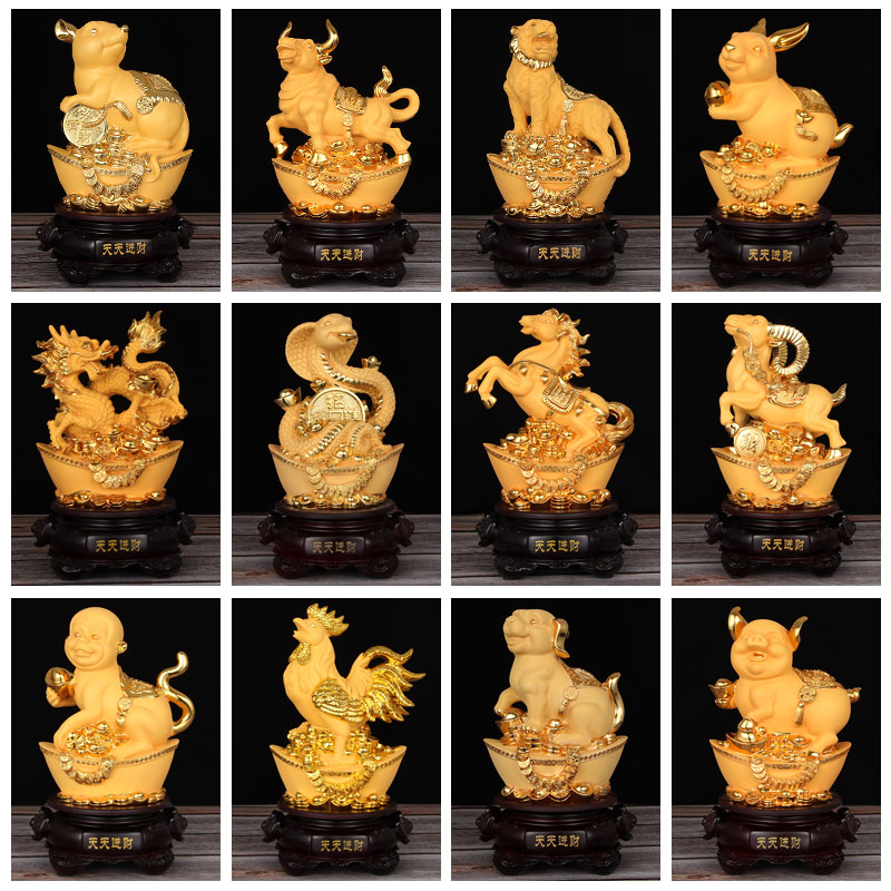 Home decoration Living room decoration Chinese full set of Zodiac craft gift decoration TV cabinet Wine cabinet decoration Birthday gift