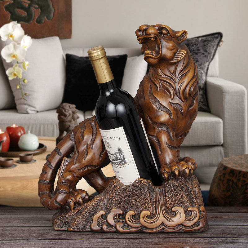Creative Chinese Tiger Wine Rack Ornament Home Living Room Decoration Wine Holder Zodiac Tiger Wine Cabinet Place Wine Shelf