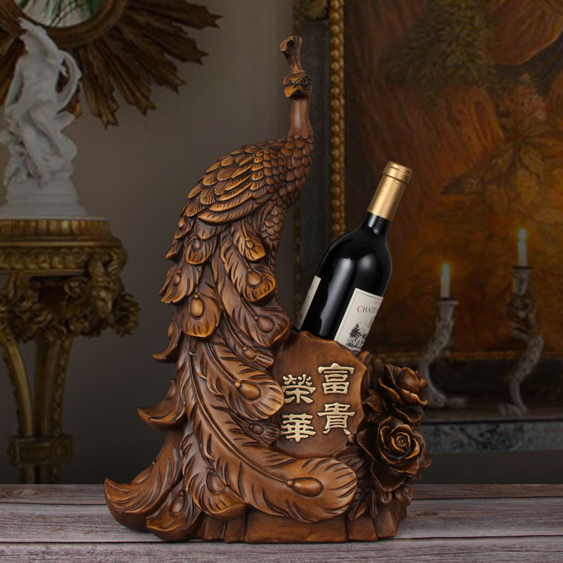 Retro European-style living room decoration peacock wine rack creative wine tray wine storage shelf restaurant wine cabinet decoration - Taobao