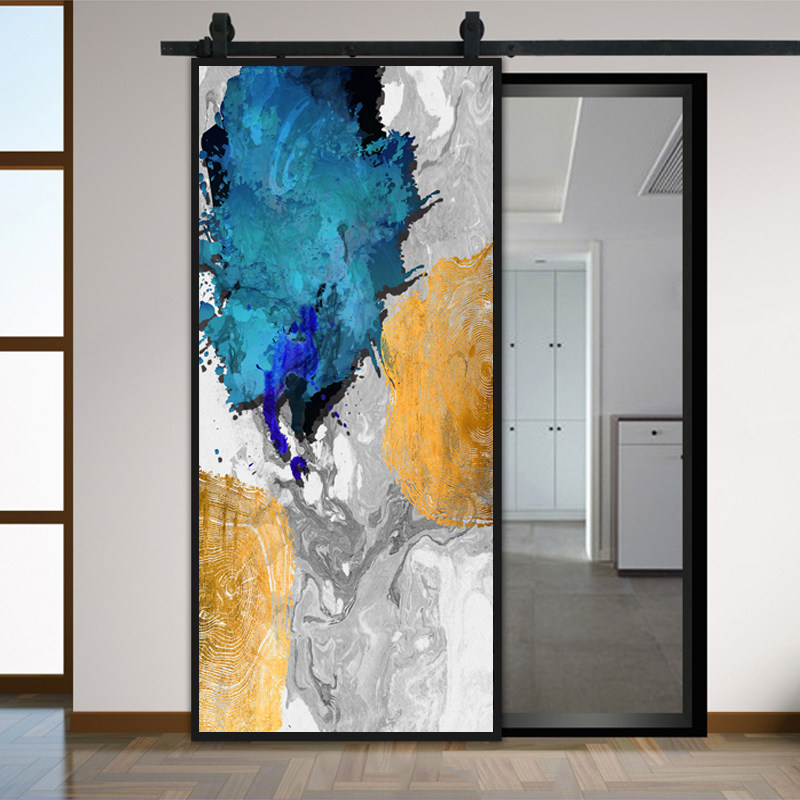 Powder room barn indoor solid wood paint kitchen living room push-pull custom bookshelf color carving sliding door wooden door invisible door