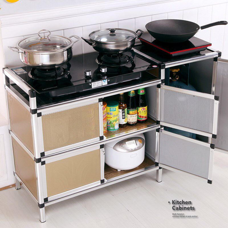 Kitchen cabinet easy assembly multi-function bowl cabinet stainless steel collection cabinet