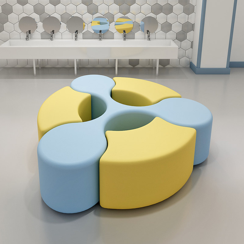 Company hall reception room staff rest area special-shaped creative fabric leisure office sofa stool combination