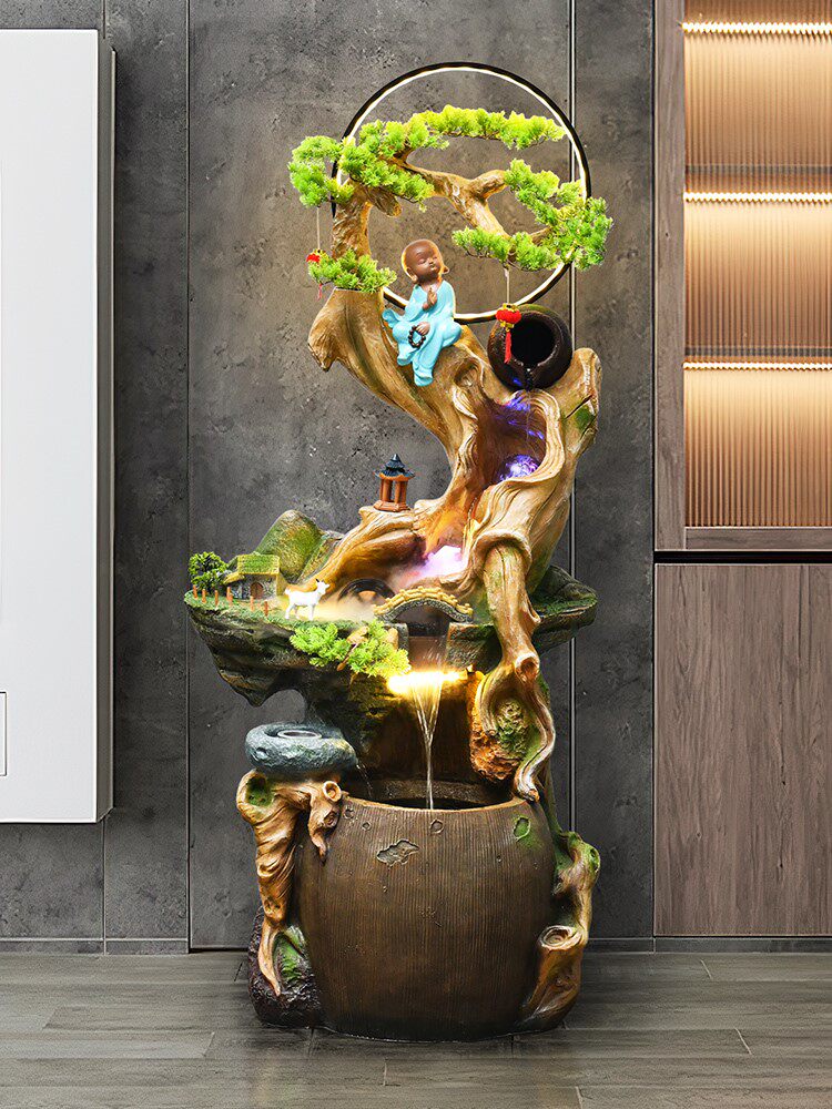 Feng Shui Turning Water Fountain Lucky Floor Ornament Guest Creative Simple Office Decoration Rockery Landscape Landscaping Fish Tank