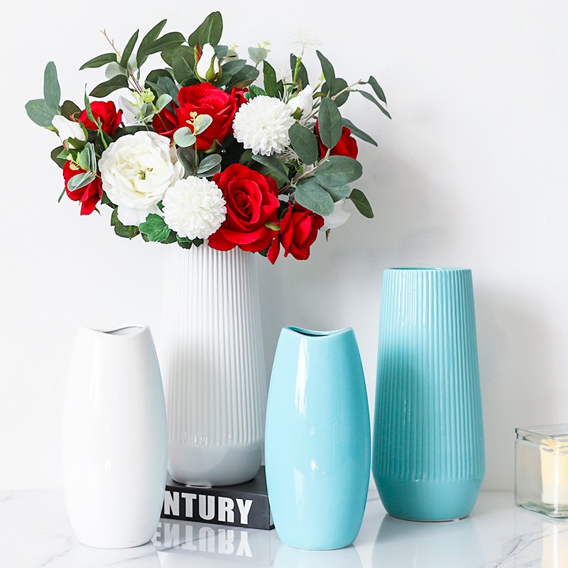 Vase ceramic high-end decoration vase small fresh high-end creative room simulation flower plug home furniture