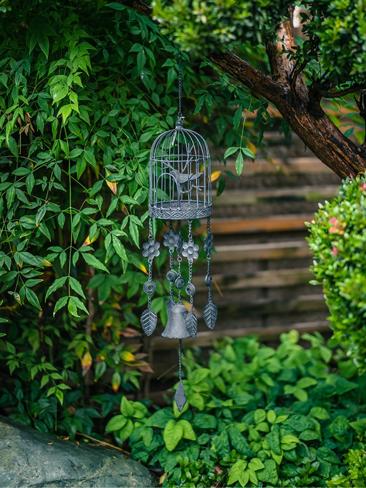 Wind Chime Outdoor Cast Iron New Healing System Indoor Complex Creative Simple Decoration Antique Balcony Garden Door Hanging Ornament