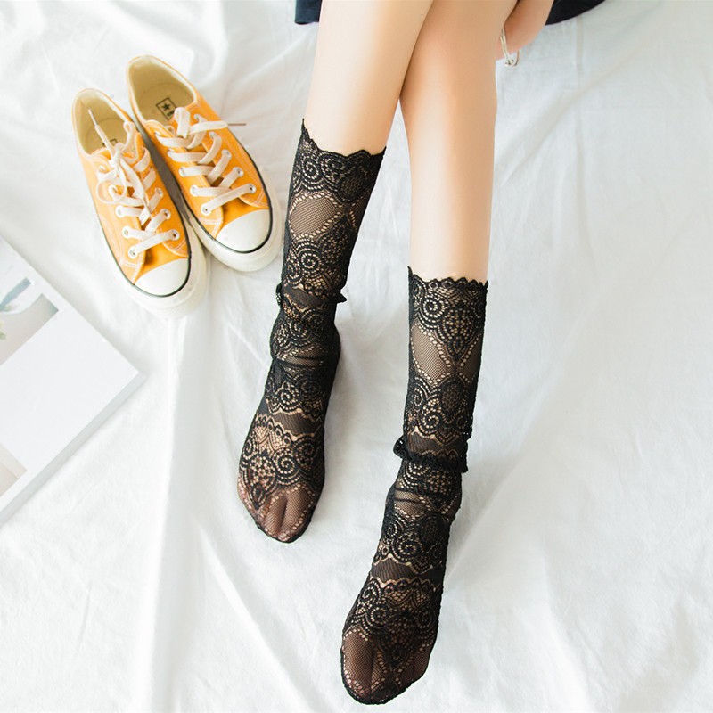 Day Lace Mesh Bubble Socks European Palace Comeback Deodorant Silk Midbarrel Socks Spring Autumn Hollowed-out Floral Stockings Children