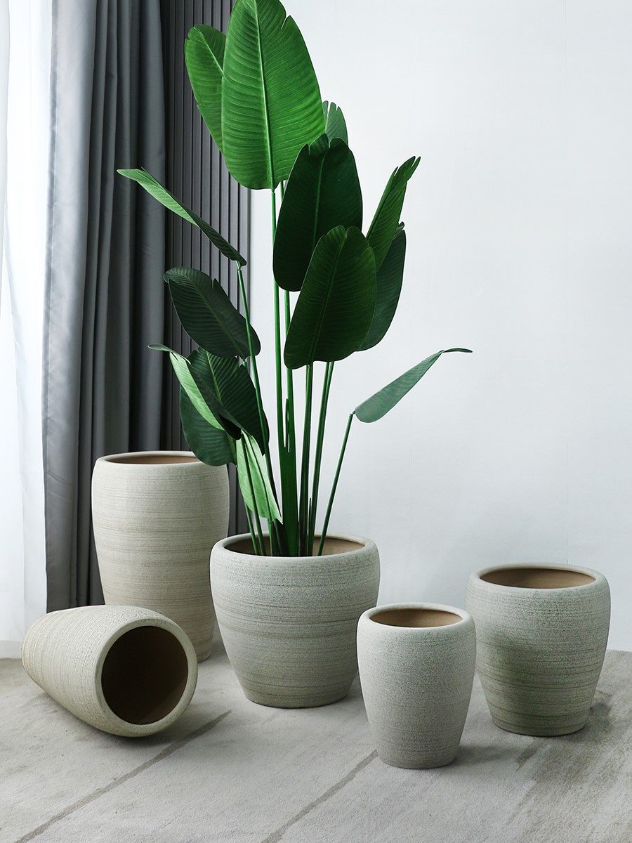 High - cylinder large ceramic pot 2022 new high - grade creative haunted bird household high - foot wire