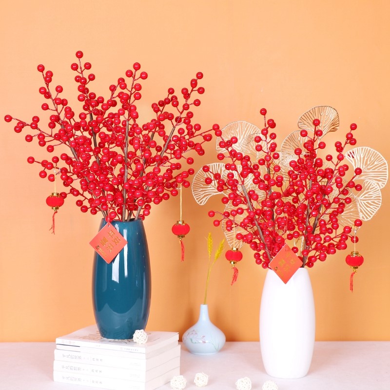 Red fruit rich fruit fake flower simulation flower decoration living room high-end creative housewarming decoration flower wedding flower art decoration