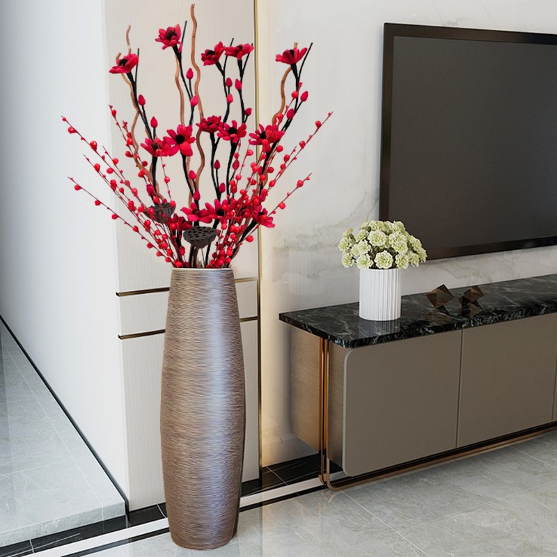 Dried flower decorative ornaments floor-to-ceiling vase large living room simple atmosphere cabinet long branch large ceramic light luxury decoration high