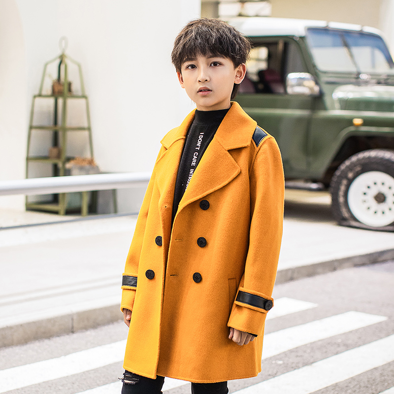 Boys' double-sided woolen cashmere coat middle-aged children's 2022 new Western style Korean version children's woolen woolen woolen coat