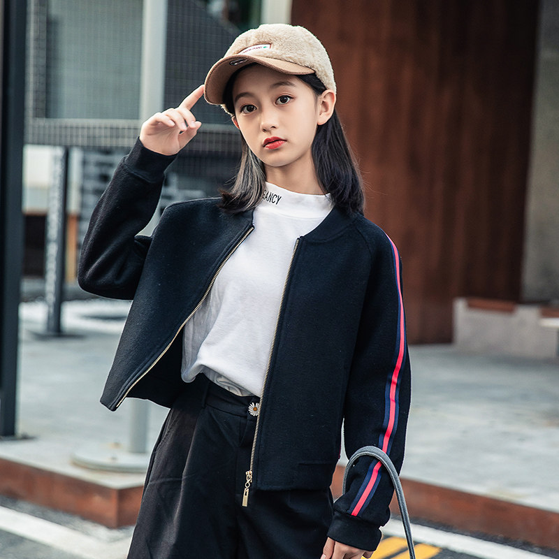 (Broken Code Clearance) Girls' woolen coat cashmere double-sided woolen coat big children's autumn and winter clothing children's woolen woolen