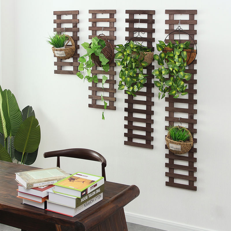 Anti-corrosion wood interior wall floral balcony wall decorated wall floral shelf suspended wall flower basin frame