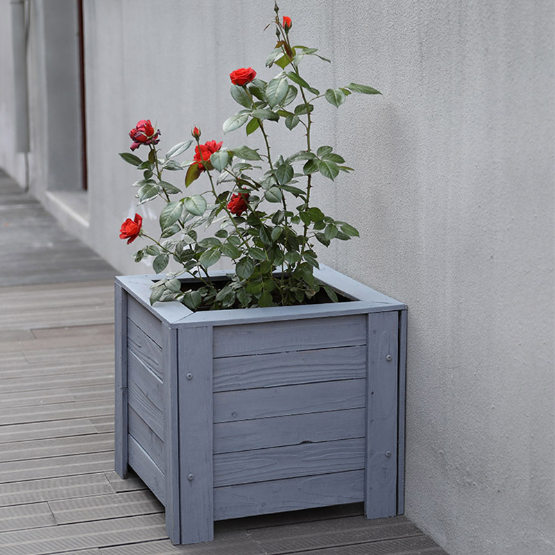 Embalming wood flower case square outdoor square solid wood flowerpots courtyard balcony special large number home bonsai flower trough barrel
