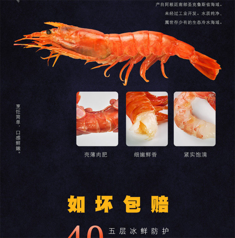 阿根廷进口 L1超大红虾 净重4斤 单只17-19cm 图7