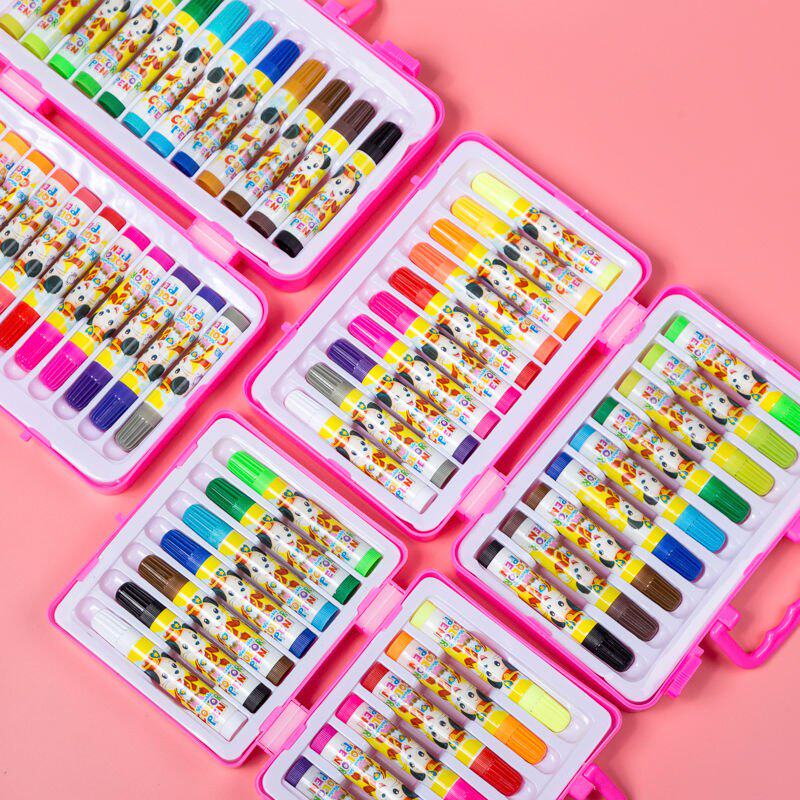 Boxed portable primary school students watercolor pen washable safety color pen set kindergarten children beginner painting brush