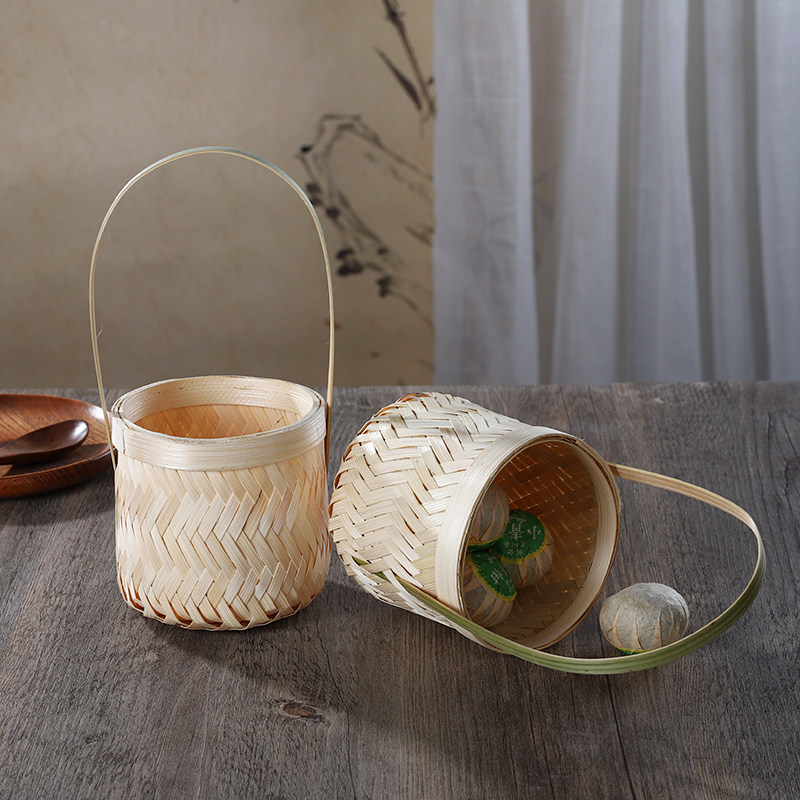 Bamboo mini basket tea basket tabletop candy basket for bamboo products small fruit basket